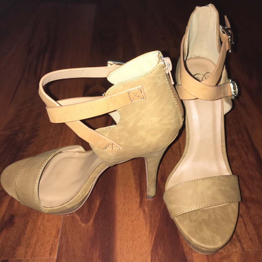 Strappy beige heels